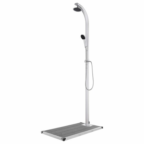 Buitendouche met grijze basis 220 cm aluminium 1