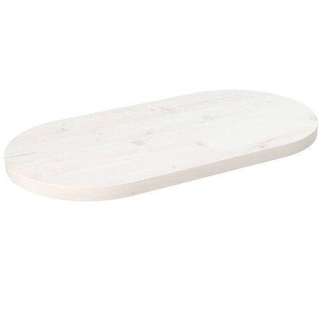 Tafelblad ovaal 60x30x2,5 cm massief grenenhout wit 1
