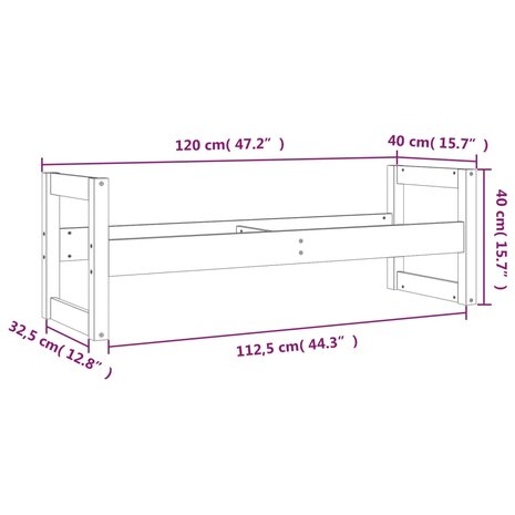 Bandenrek 120x40x40 cm massief grenenhout 9