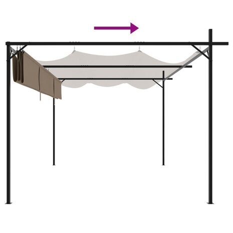 Pergola met uitschuifbaar dak 395x292x230 taupe 6