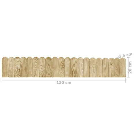 Gazonranden 3 st 120 cm geïmpregneerd grenenhout 6