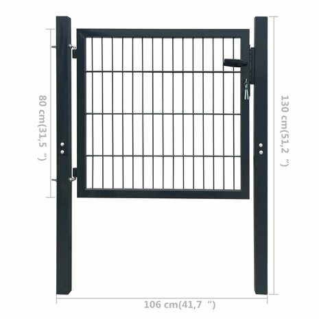 Poort dubbelstaafmat (enkel) 106x130 cm antracietgrijs 6