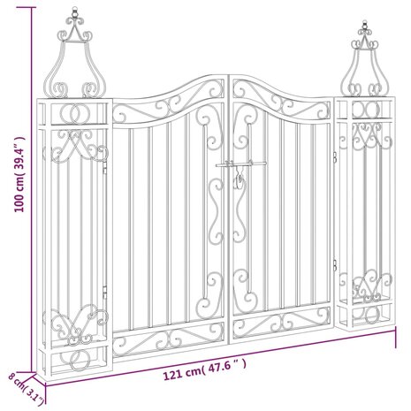 Poort 121x8x100 cm smeedijzer zwart  6