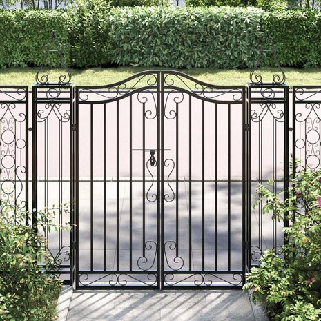 Poort 121x8x120 cm smeedijzer zwart  1