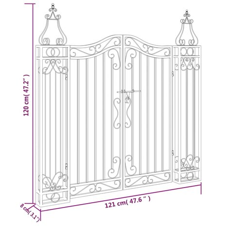 Poort 121x8x120 cm smeedijzer zwart  6