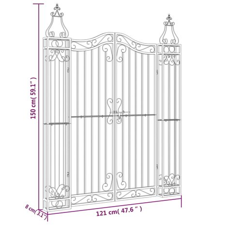 Poort 121x8x150 cm smeedijzer zwart  6