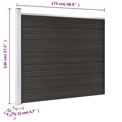 Schuttingpaneel 175x146 cm HKC grijs 9
