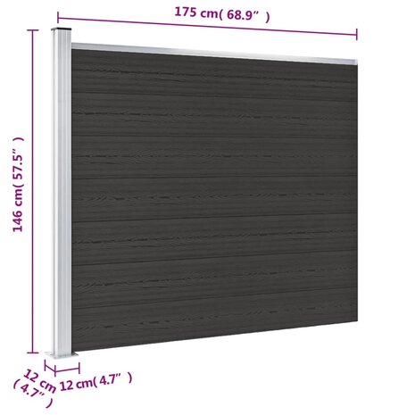 Schuttingpaneel 175x146 cm HKC zwart 9