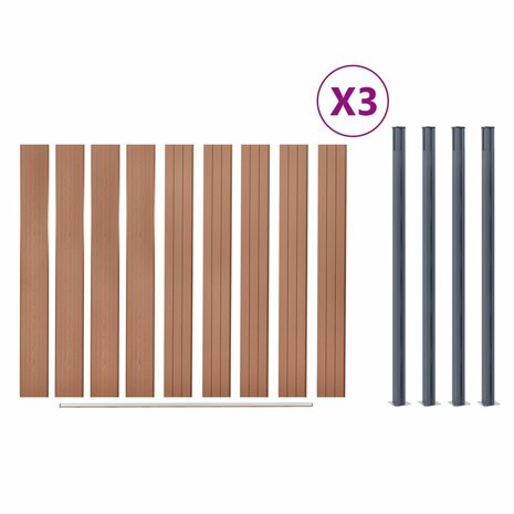 Schuttingpaneelset 526x186 cm HKC bruin 8