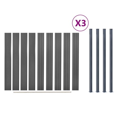 Schuttingpaneelset 526x186 cm HKC grijs 8
