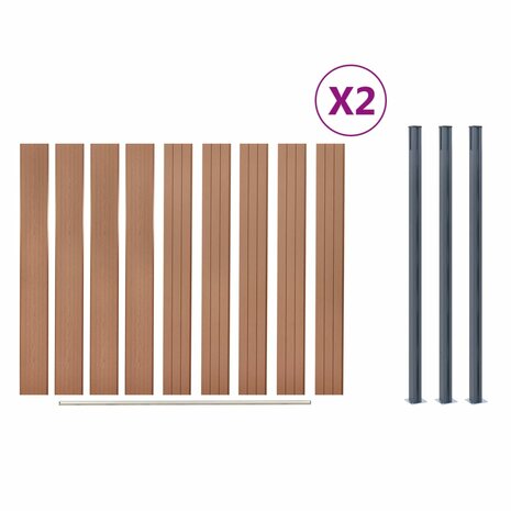 Schuttingpaneelset 353x186 cm HKC bruin 8