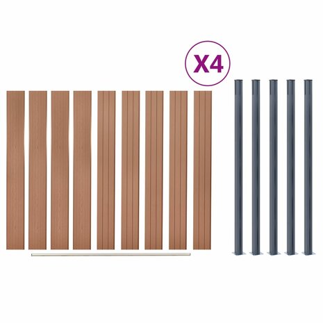 Schuttingpaneelset 699x186 cm HKC bruin 8