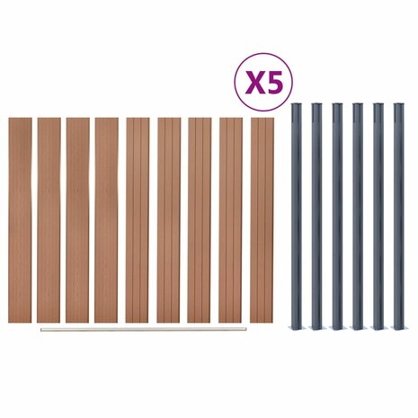 Schuttingpaneelset 872x186 cm HKC bruin 8