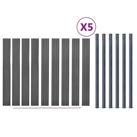 Schuttingpaneelset 872x186 cm HKC grijs 8
