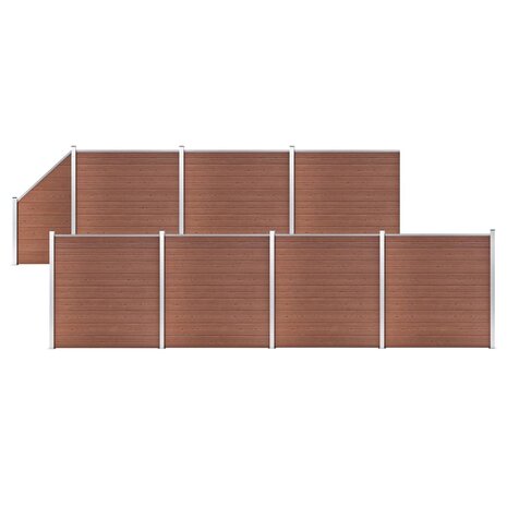 Schuttingset 7 vierkant en 1 schuin 1311x186 cm HKC bruin 1