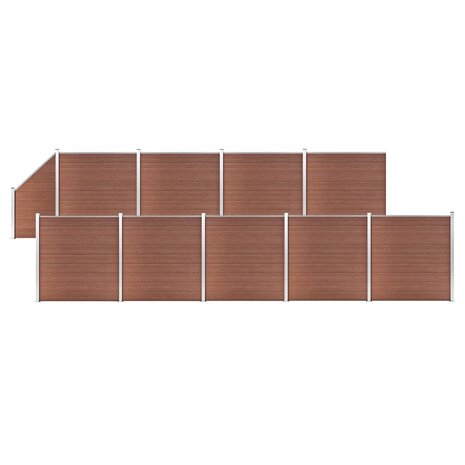 Schuttingset 9 vierkant en 1 schuin 1657x186 cm HKC bruin 1