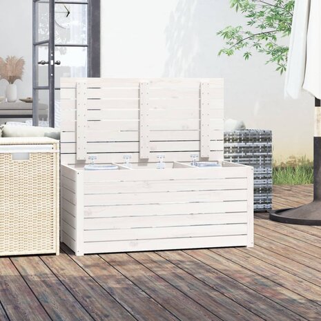 Tuinbox 101x50,5x46,5 cm massief grenenhout wit 3