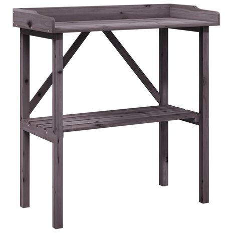 Plantentafel met schap 78x38x82,5 cm vurenhout grijs 2
