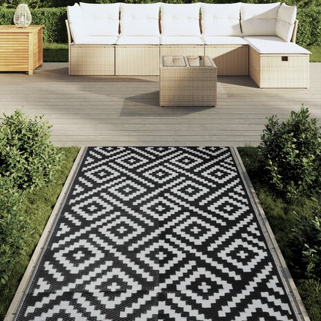 Buitenkleed ARAKIL 120x180 cm PP wit en zwart 3