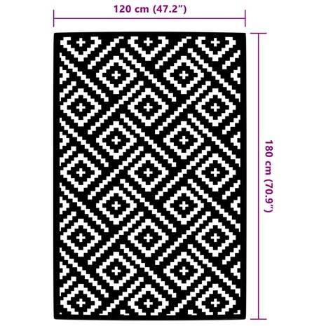 Buitenkleed ARAKIL 120x180 cm PP wit en zwart 6