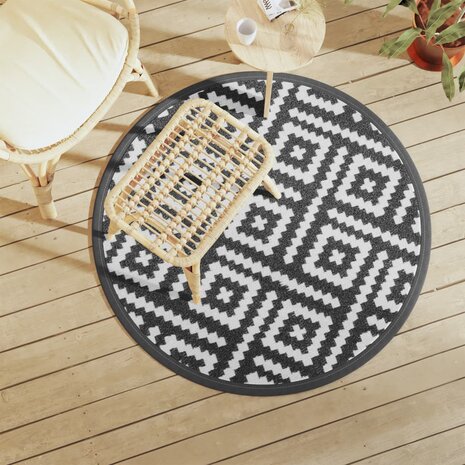 Buitenkleed ARAKIL Ø 120 cm polypropeen wit en zwart 1