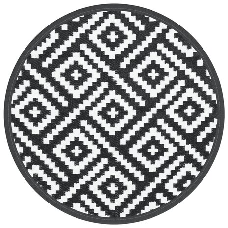 Buitenkleed ARAKIL Ø 120 cm polypropeen wit en zwart 2