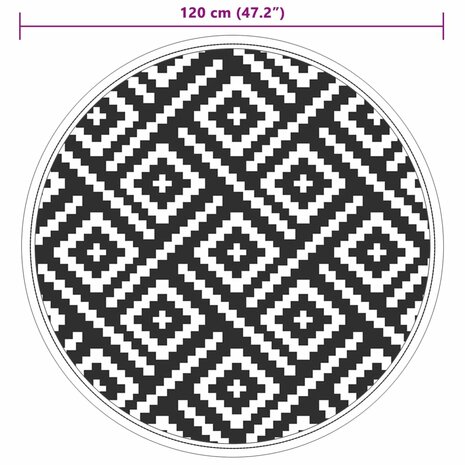Buitenkleed ARAKIL Ø 120 cm polypropeen wit en zwart 6