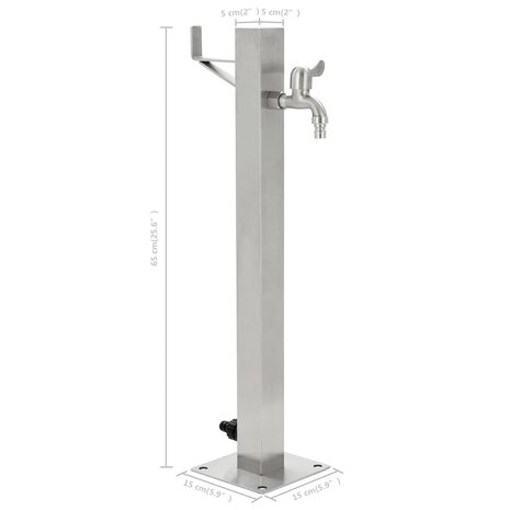Tuinwaterkolom vierkant 65 cm roestvrij staal 8