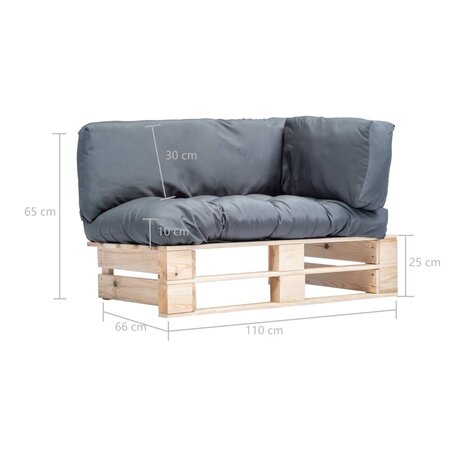 Tuinbank pallet met grijze kussens grenenhout 5
