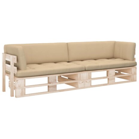 Tweezitsbank pallet met kussens geïmpregneerd grenenhout 1