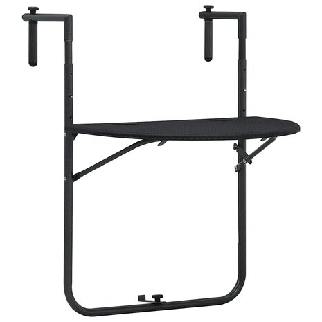 Balkontafel hangend 60x64x83,5 cm rattan-look kunststof zwart 1