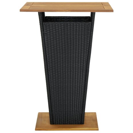 Bartafel 80x80x110 cm poly rattan en massief acaciahout zwart 2