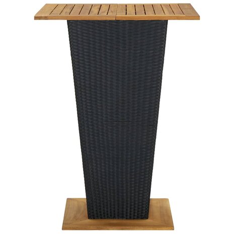 Bartafel 80x80x110 cm poly rattan en massief acaciahout zwart 3