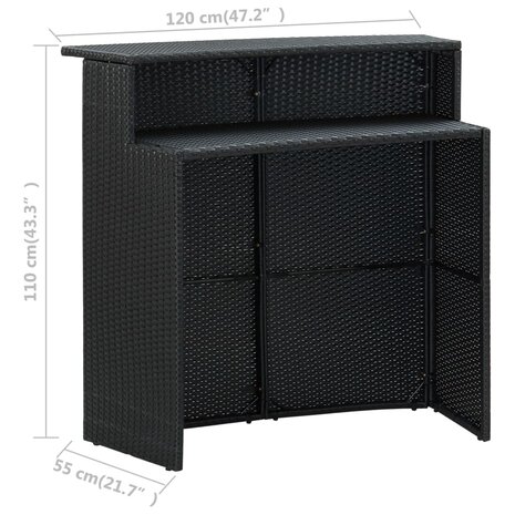 Tuinbartafel 120x55x110 cm poly rattan zwart 8