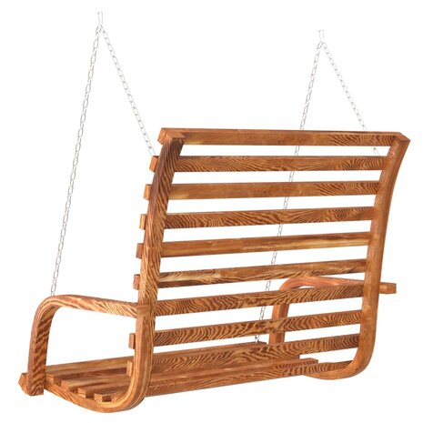 Schommelbank 126x63x92 cm gebogen hout met teakafwerking 5