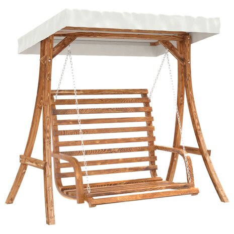 Schommelbank met luifel vurenhout met teak afwerking 2
