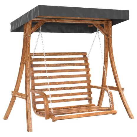 Schommelbank met luifel vurenhout met teak afwerking 2