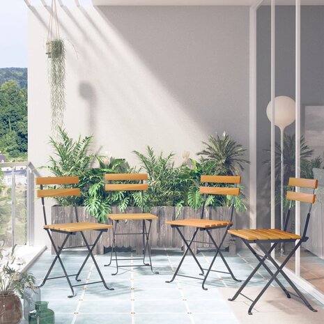 Bistrostoelen inklapbaar 4 st massief acaciahout 1