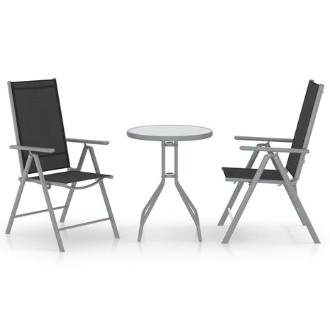 3-delige Bistroset aluminium en textileen zilverkleurig 1