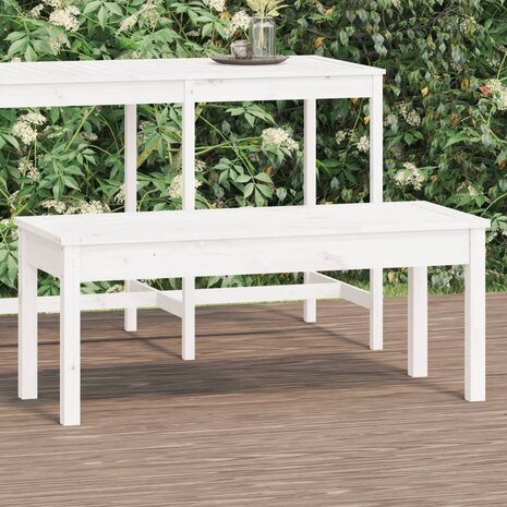 Tuinbank 109x44x45 cm massief grenenhout wit 1