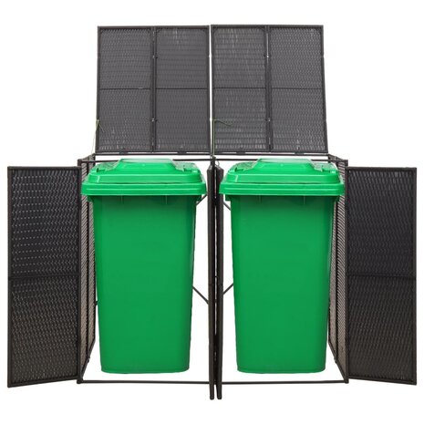 Containerberging dubbel 140x80x117 cm poly rattan zwart 2