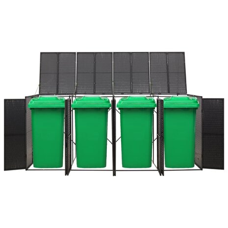 Containerberging viervoudig 274x80x117 cm poly rattan zwart 2