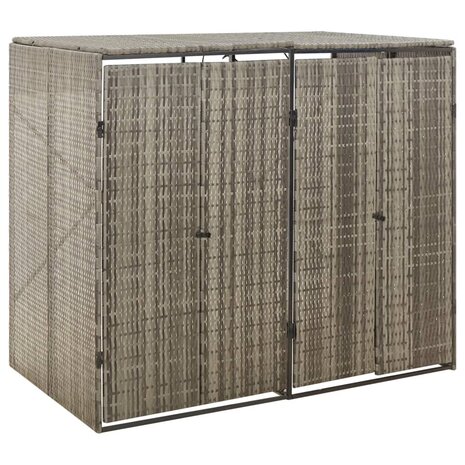 Containerberging dubbel 140x80x117 cm poly rattan grijs 1