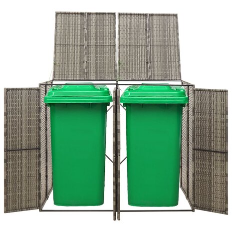 Containerberging dubbel 140x80x117 cm poly rattan grijs 2