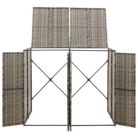 Containerberging dubbel 140x80x117 cm poly rattan grijs 3