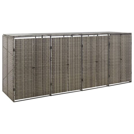 Containerberging viervoudig 274x80x117 cm poly rattan grijs 1