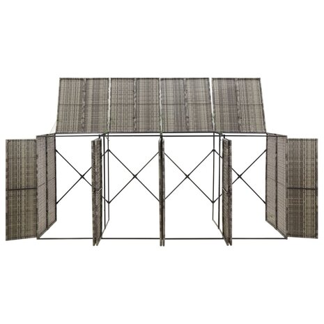 Containerberging viervoudig 274x80x117 cm poly rattan grijs 3