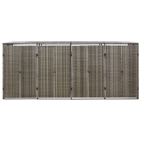 Containerberging viervoudig 274x80x117 cm poly rattan grijs 4