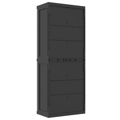 Tuinkast 65x37x165 cm polypropeen grijs en zwart 6