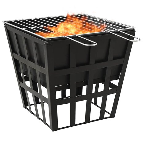 Vuurplaats en barbecue 2-in-1 34x34x48 cm staal 1